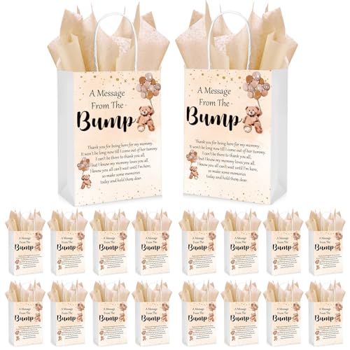 50 Piece Bear Balloon Gift Bags with Handles and Tissue Paper