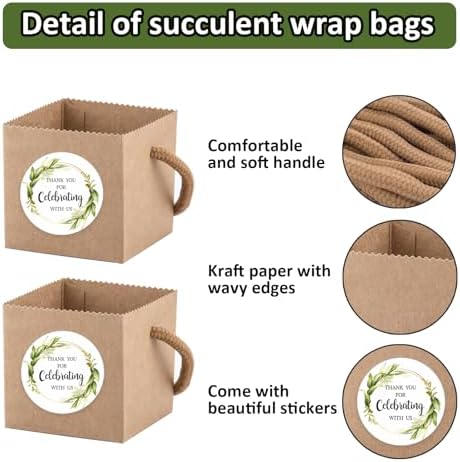 Ucnemous Succulent Wrap Bags with Thank You Stickers 40pcs