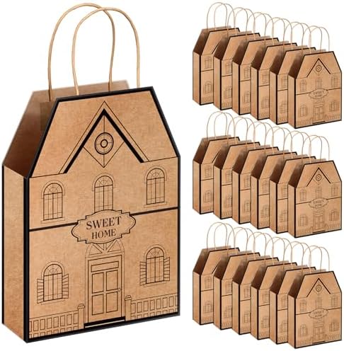 Cholemy 50 Piece House Shaped Gift Bags with Handles