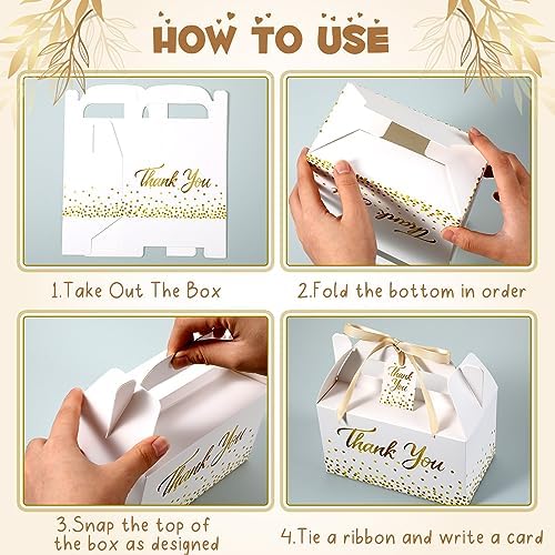 Qilery 24 Piece Thank You Gift Boxes with Ribbon and Card