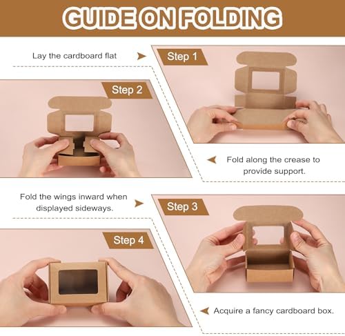 Uxcell 16Pcs Mini Kraft Treat Boxes with Clear Window
