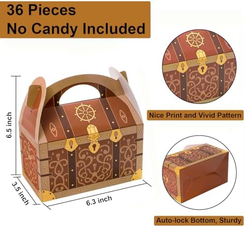 Bekith 36 Pack Pirate Treasure Chest Gift Boxes