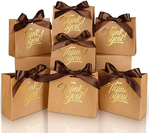60 Pack Mini Thank You Gift Bags with Bow Ribbons
