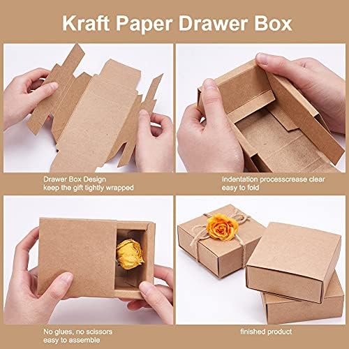 Esowemsn 10pcs Brown Kraft Paper Gift Boxes for Packaging and Crafts