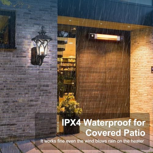 Uthfy 1500 Watt Electric Wall Mounted Patio Heater with Remote Control