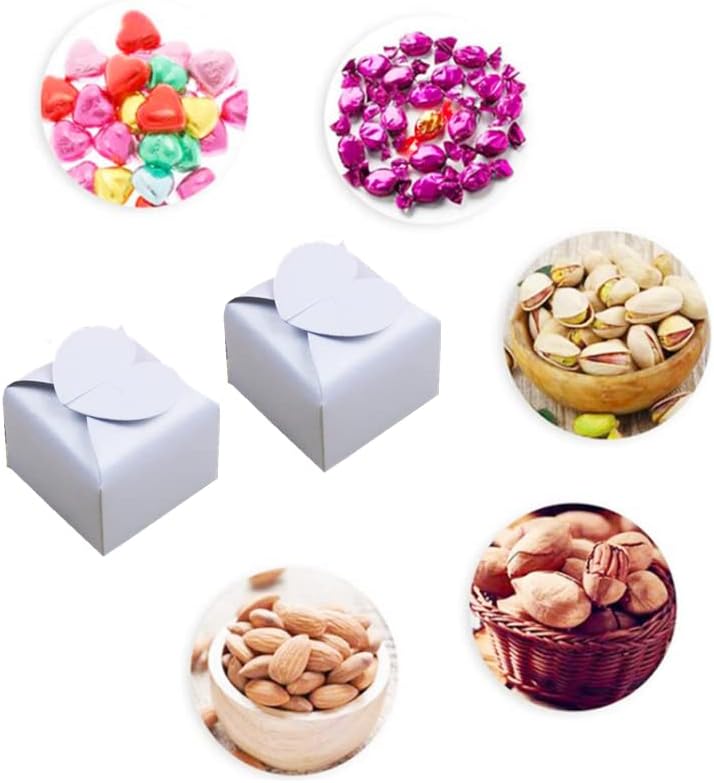JINLYXHUI 50Pcs Candy Gift Boxes Heart Shaped White