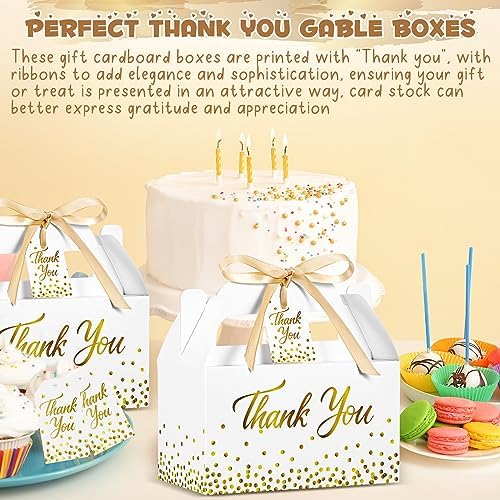 Qilery 24 Piece Thank You Gift Boxes with Ribbon and Card