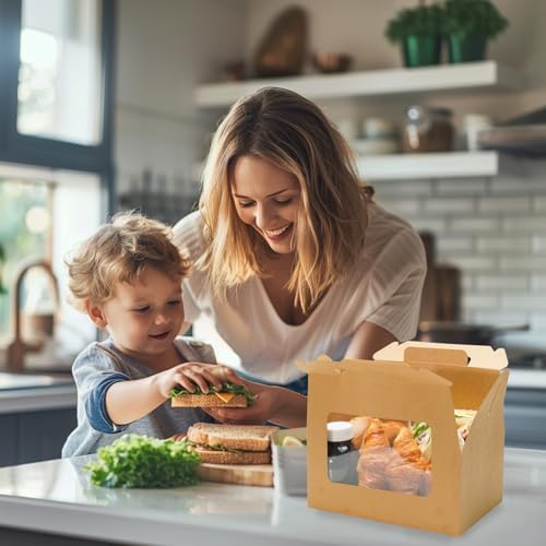 WholeMy 30 Pack Large Gable Gift Boxes Brown Kraft with Window