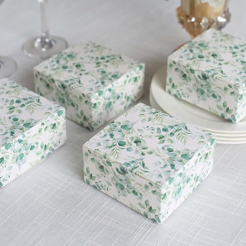 Efavormart 25 Pack White Green Eucalyptus Gift Boxes