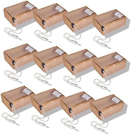 Jucobee 12 Pack Small Jute Gift Bags with Drawstring and PVC Window