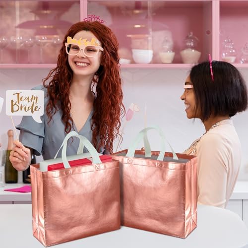 BLEWINDZ 60Pcs Reusable Gift Bags Rose Gold