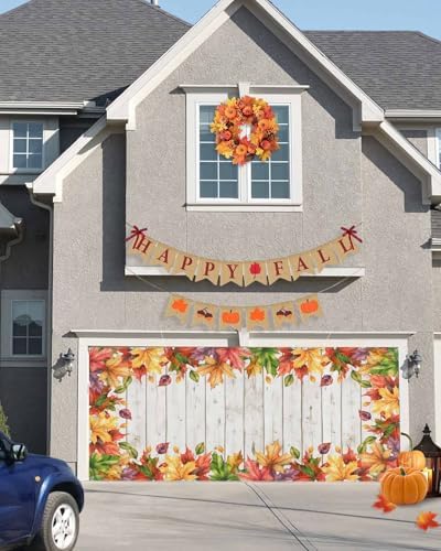 Fall Garage Door Banner 7x8 ft Wood Grain Texture