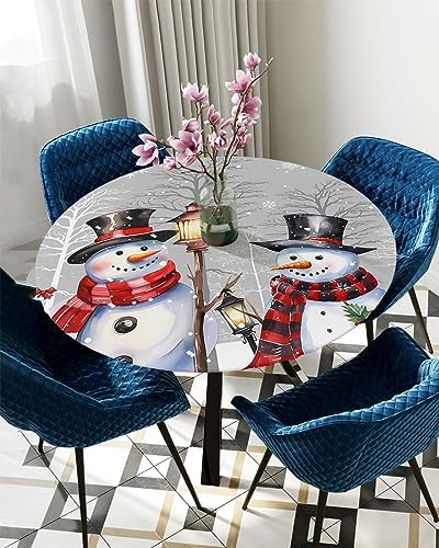 ZOE GARDEN Grey Snowman Round Waterproof Table Cover