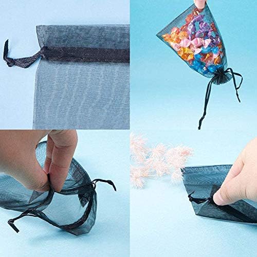 100 Pcs Black 4x6 Inch Drawstring Gift Wrap Bag