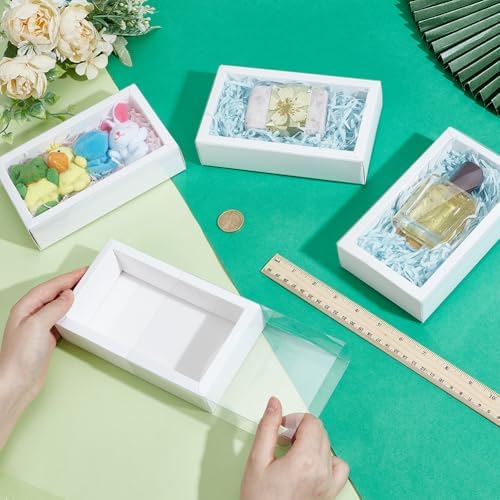 PH PandaHall 12pcs Clear Window Kraft Gift Boxes