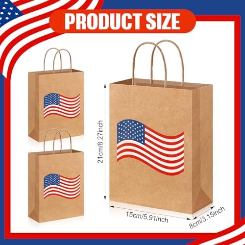 Kolldenn 24 Pcs Patriotic Gift Bags with Handle