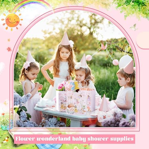Dinifee 12 Pcs Floral Fairy Gift Bags with Handles