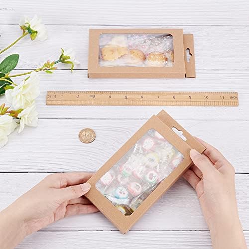 BENECREAT 20 Pack Kraft Paper Gift Boxes with Clear Window