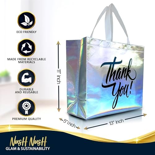 Nush Nush Holographic Thank You Gift Bags Set of 60