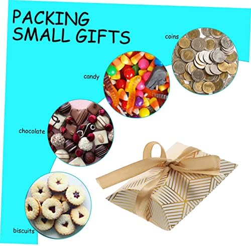 FOMIYES 50pcs Gold Foil Pillow Boxes for Parties and Holidays