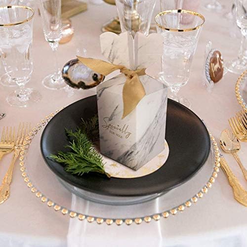 BAUMA AUTO 50Pcs Wedding Candy Boxes with Gold Ribbons