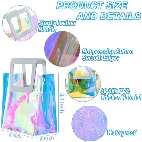 10 Pcs Reusable Holographic Gift Bags with Handle