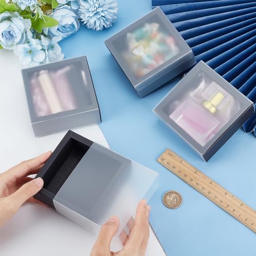 BENECREAT 16 Pack Rectangle Black Gift Boxes with PVC Windows
