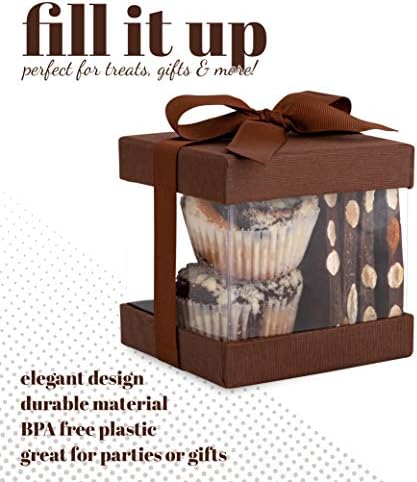 Hammont Clear Gift Box 6 Pack Brown 4x4x4