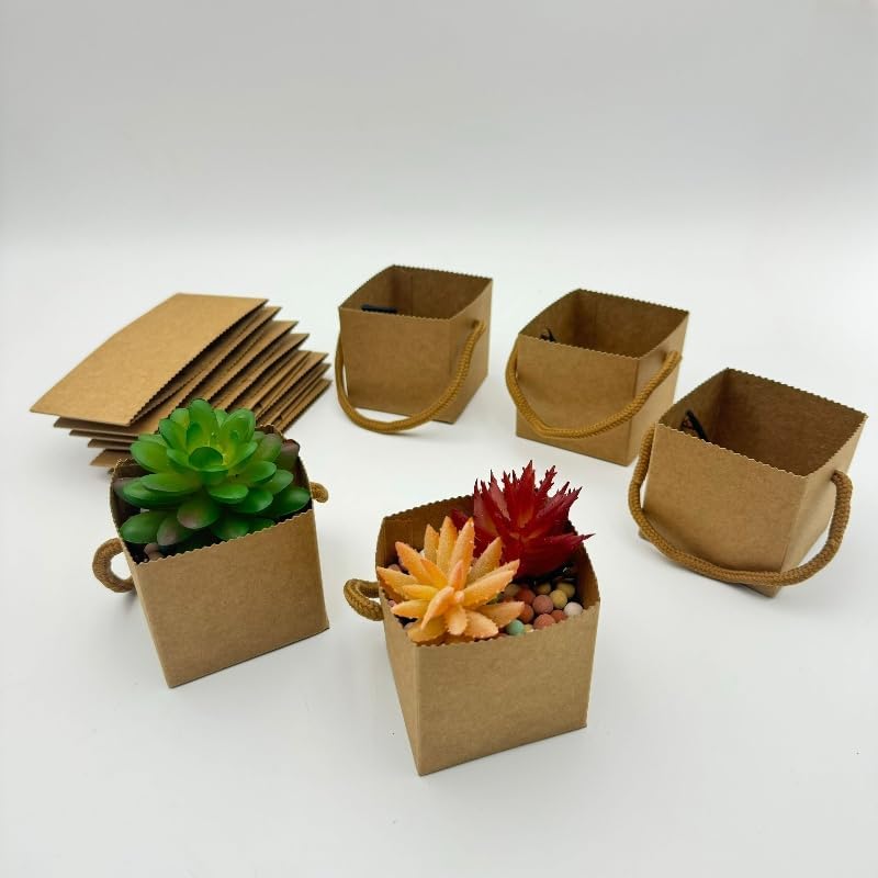 Urier 40 Succulent Wraps with Handles for Gift Packaging