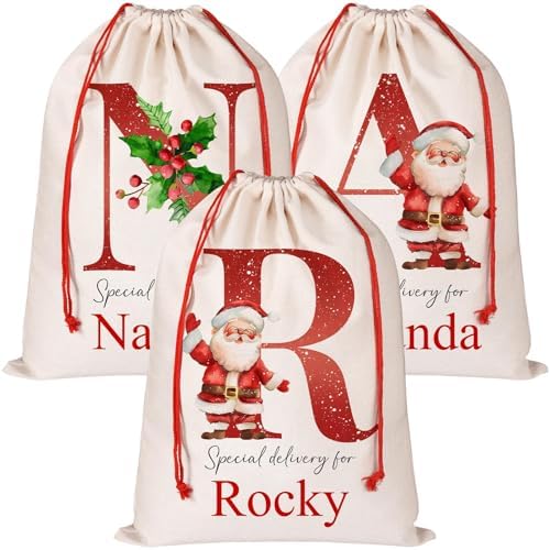 FAMIPAWS Custom Santa Sack with Name Text for Christmas Gifts