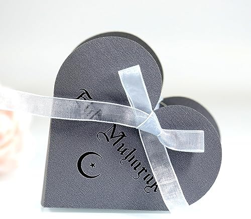 MODADA Heart Shaped Candy Box Gift Bags for Ramadan Eid Mubarak Parties
