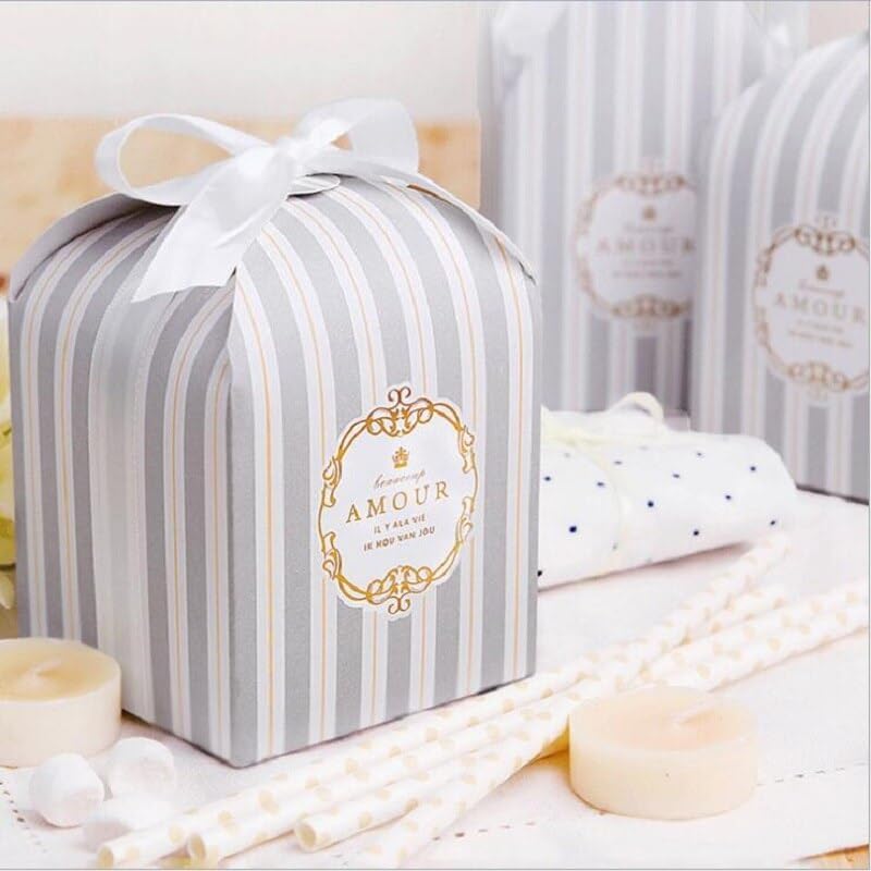 MODADA 8x8x8cm Candy Box Gift Bags 50pcs Gray Set