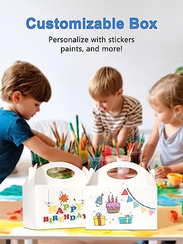 50 Pcs 6 Inch Party Treat Boxes with Handle