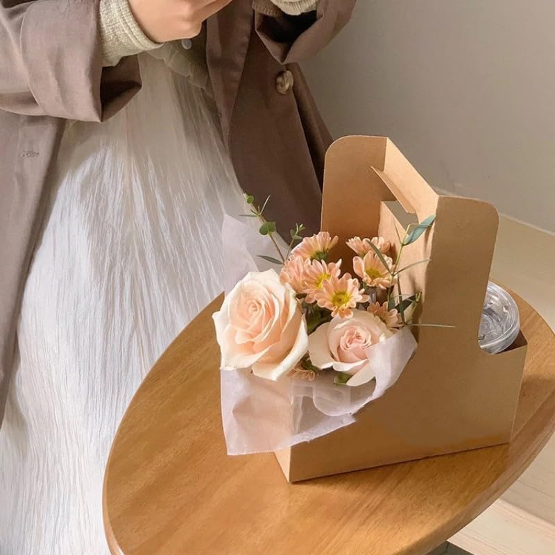Enorteen 25 Pcs Kraft Paper Flower Gift Bags