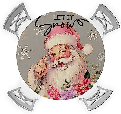 Christmas Round Waterproof Table Cover with Elastic Fitting