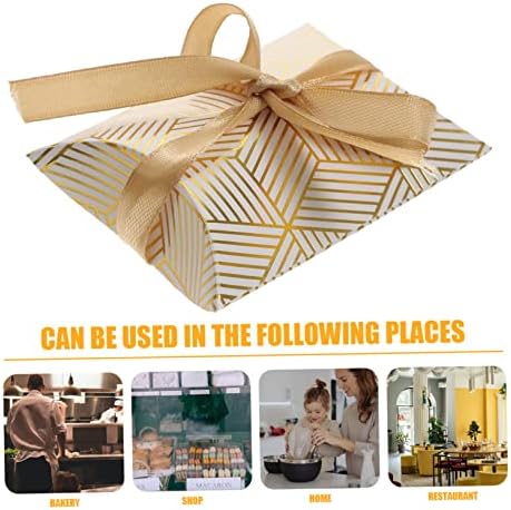 Hemoton 50pcs Gold Foil Pillow Boxes for Gifts and Parties