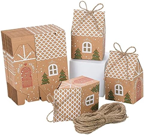 Samanter House Shape Gift Boxes with Twines 50 Pack