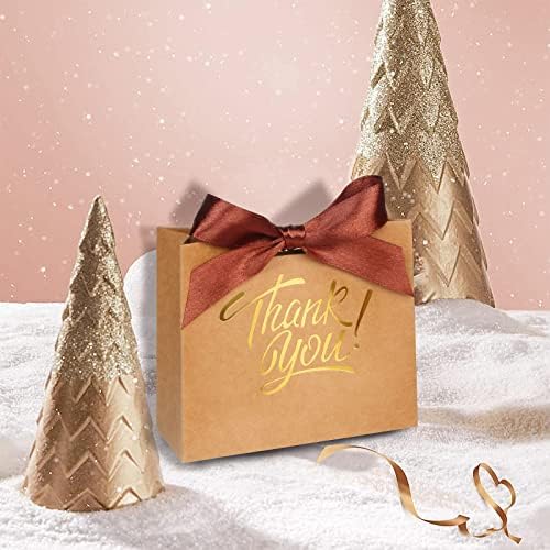 KPOSIYA Small Gift Bags 50 Pack Brown Party Favor Bags