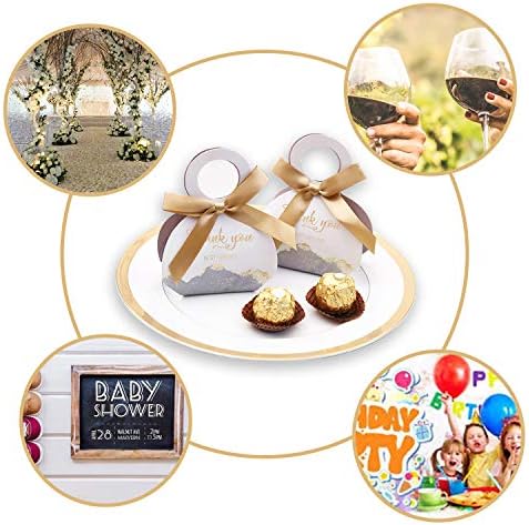 DORIS HOME 50 Pcs Grey Gift Boxes with Gold Ribbons