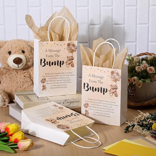 50 Piece Bear Balloon Gift Bags with Handles and Tissue Paper
