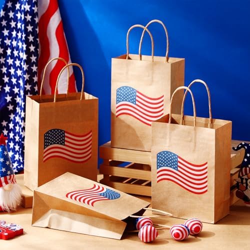 Kolldenn 24 Pcs Patriotic Gift Bags with Handle