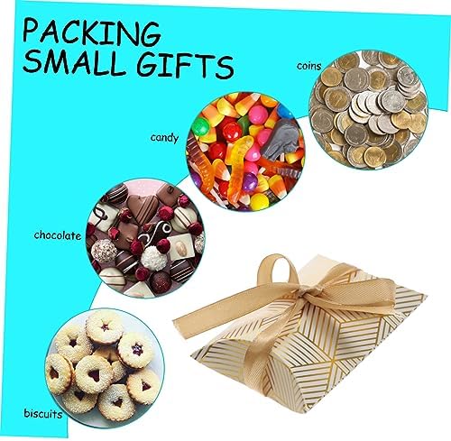 HAPINARY 50pcs Foil Striped Pillow Boxes for Wedding Party Favors