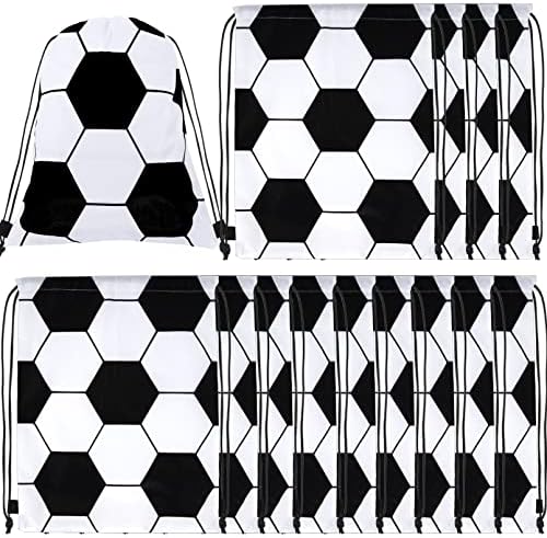12 Pack Soccer Drawstring Bags for Gifts and Party Favs