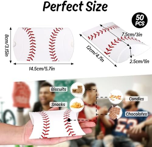 Whaline 50Pcs Baseball Theme Gift Boxes