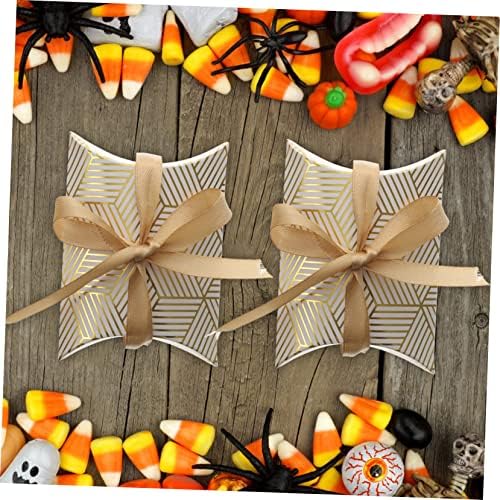 FRCOLOR 50PCS Small Pillow Candy Boxes with Foil Design