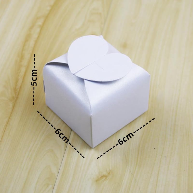 JINLYXHUI 50Pcs Candy Gift Boxes Heart Shaped White