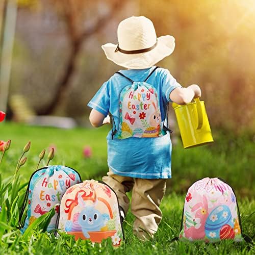 24 Piece Easter Themed Drawstring Gift Bags with 6 Designs