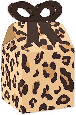 Big Dot of Happiness Leopard Print Bow Boxes Set of 12