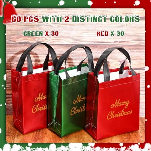 Paterr 60 Pcs Holographic Gift Bags with Glossy Finish