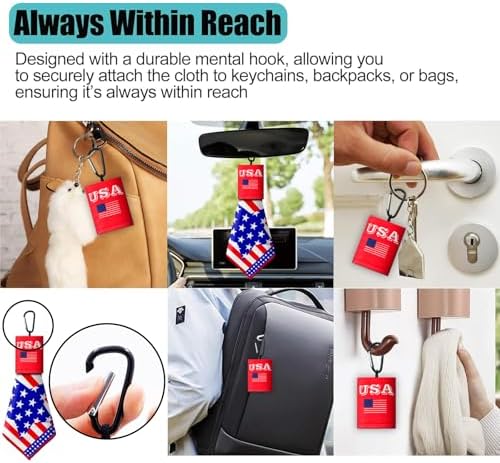 2-Sided Glasses Cleaning Kit Patriotic Microfiber Cloth Keychain